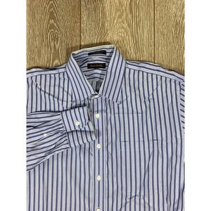 John W. Nordstrom Long Sleeve‎ Pinstripe Blue Button Egyptian Cotton Men's Shirt